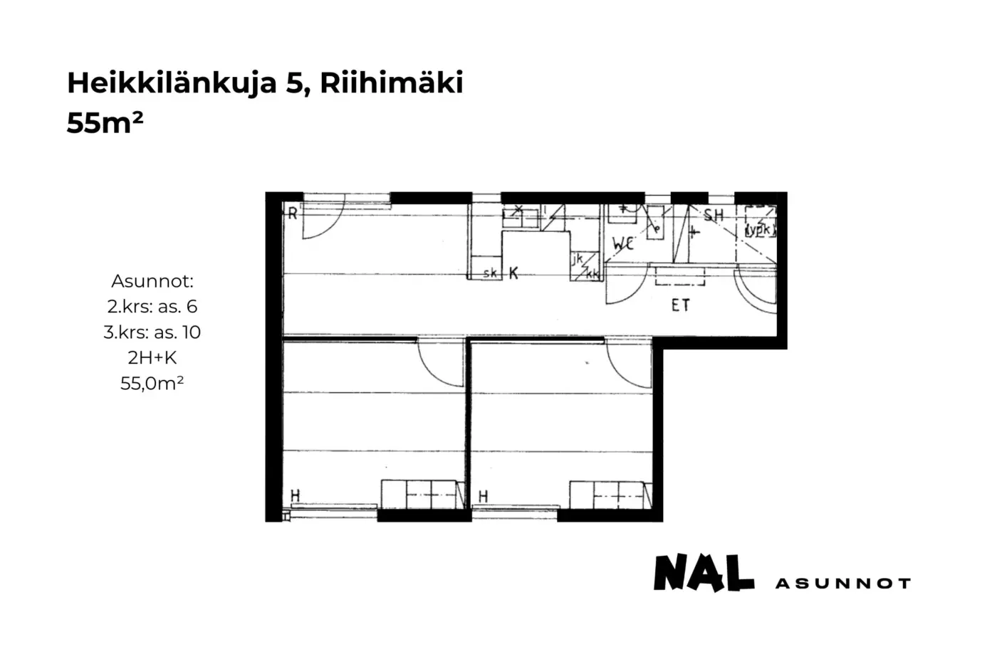 Heikkilänkuja 5, 55m², as. 6, as. 10