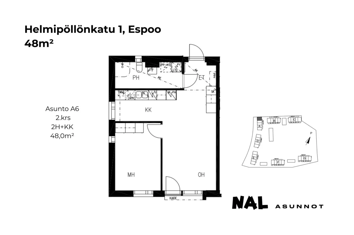 Helmipöllönkatu 1, 48m², A6