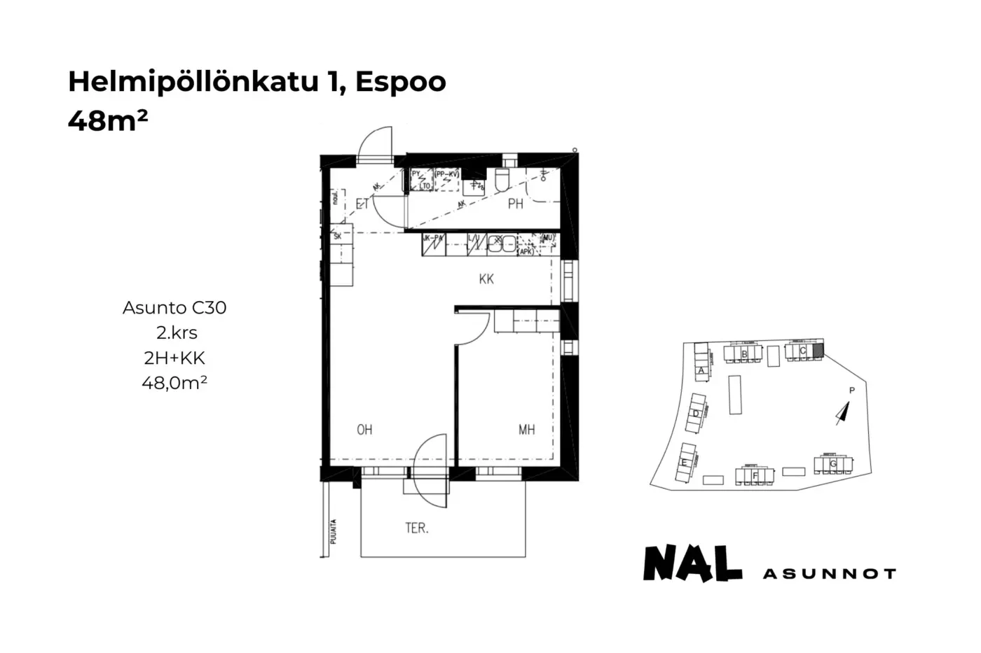 Helmipöllönkatu 1, 48m², C30