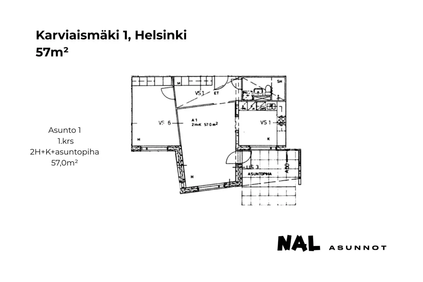 Karviaismäki 1, 57m², as. 1