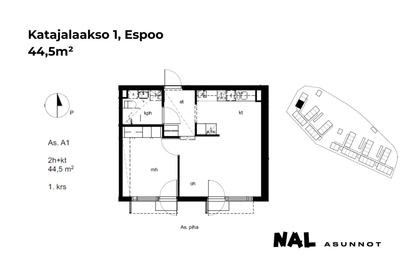 Katajalaakso 1, 44,5m², A1