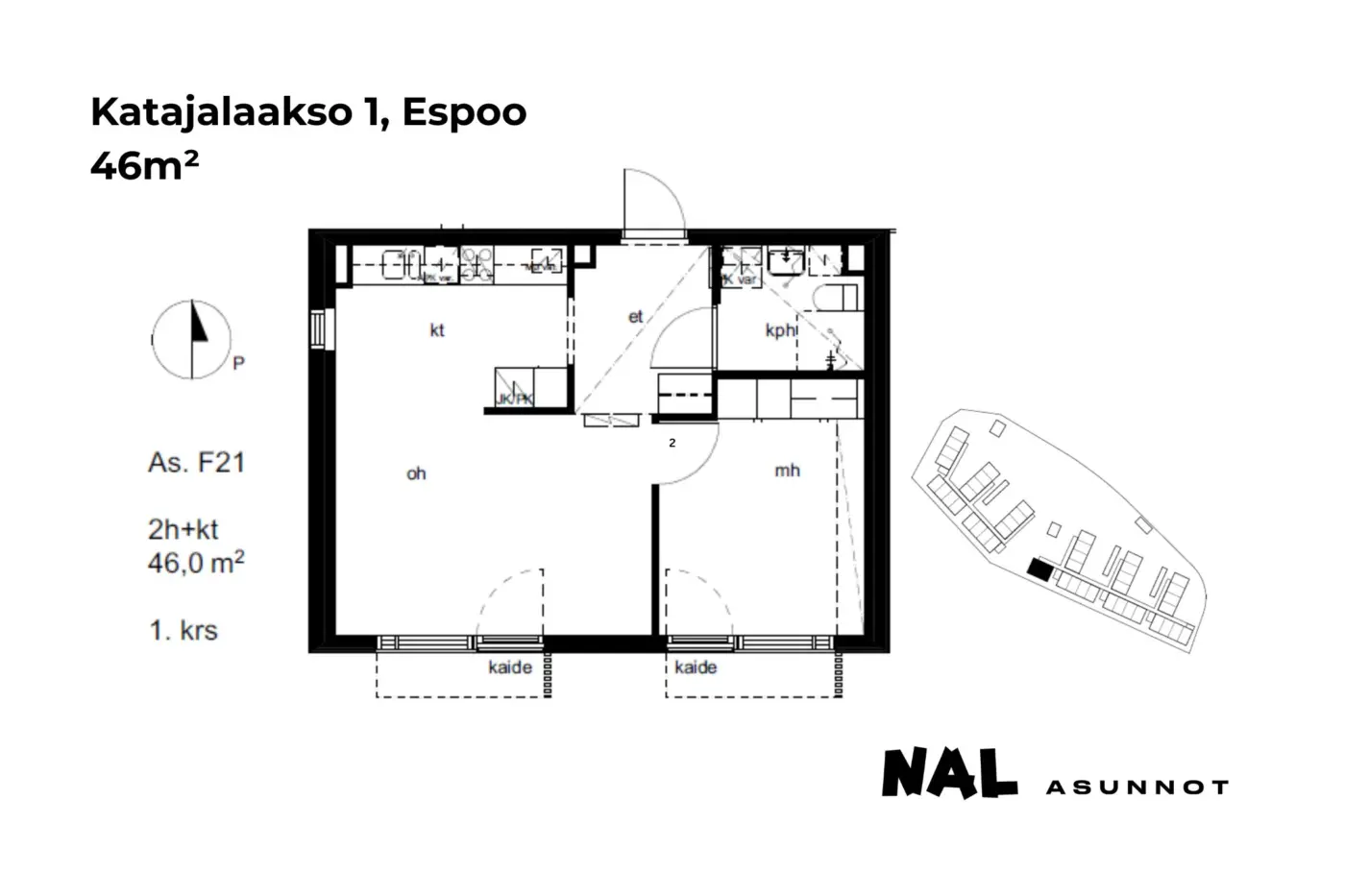 Katajalaakso 1, 46m², F21