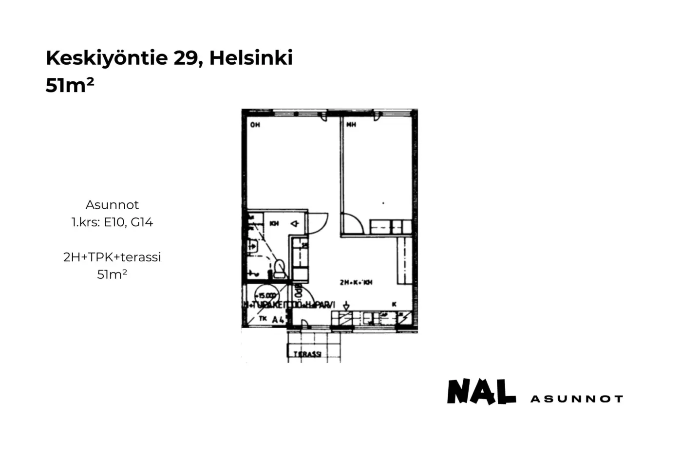 Keskiyöntie 29, 51m², E10, G14