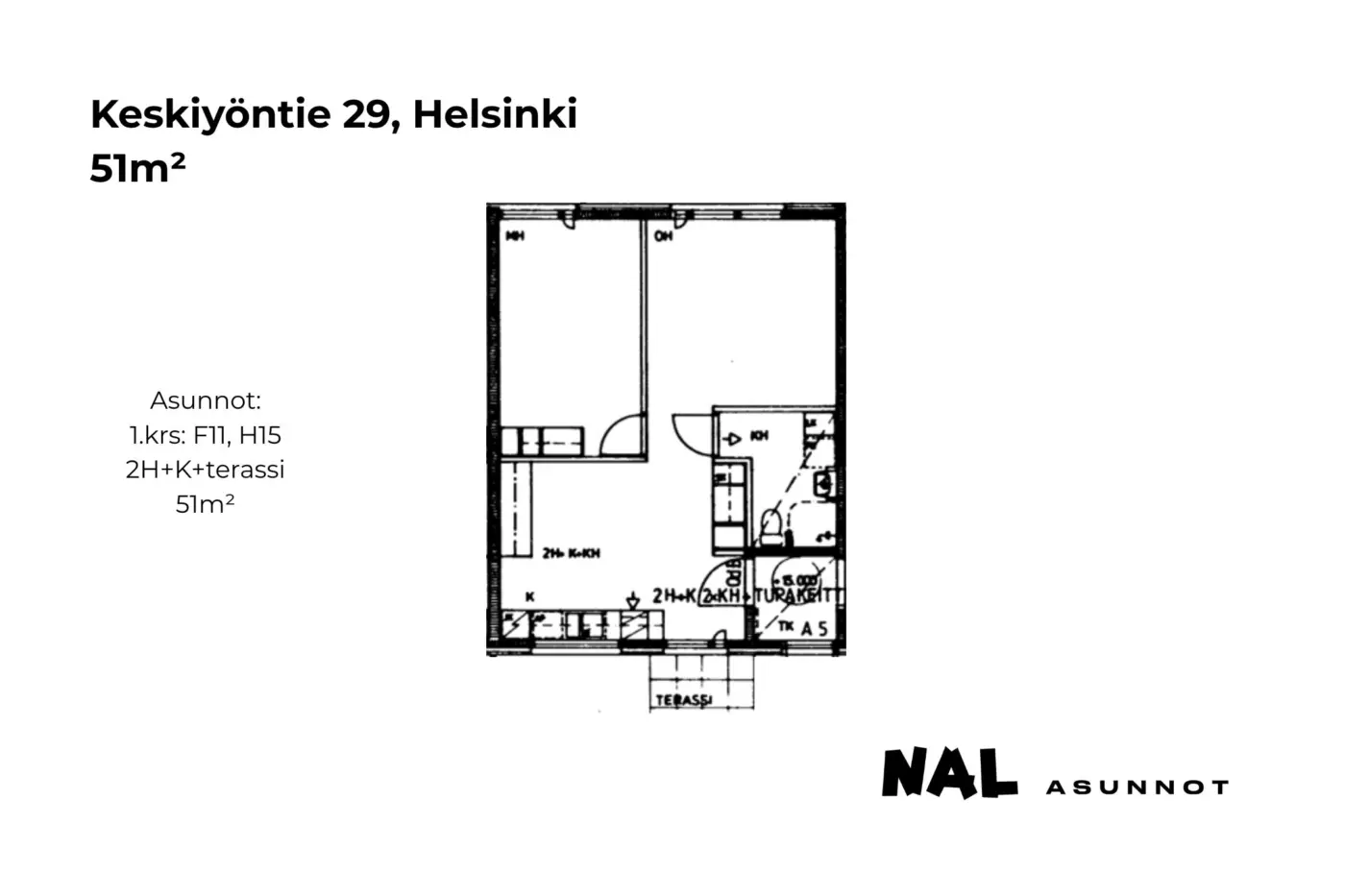 Keskiyöntie 29, 51m², F11, H15