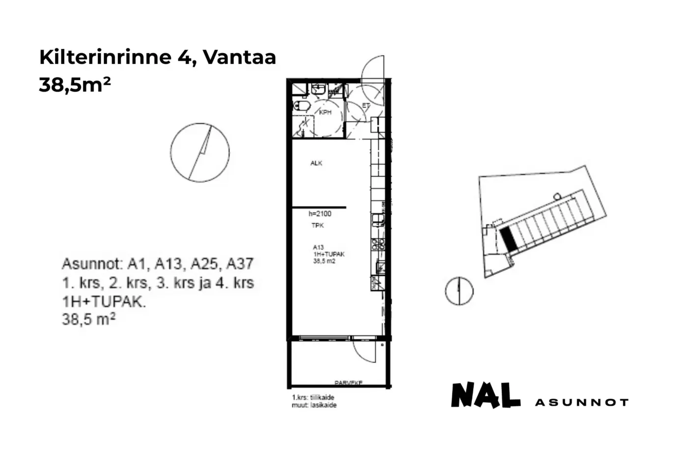 Kilterinrinne 4, 38,5m², A1, A13, A25, A37