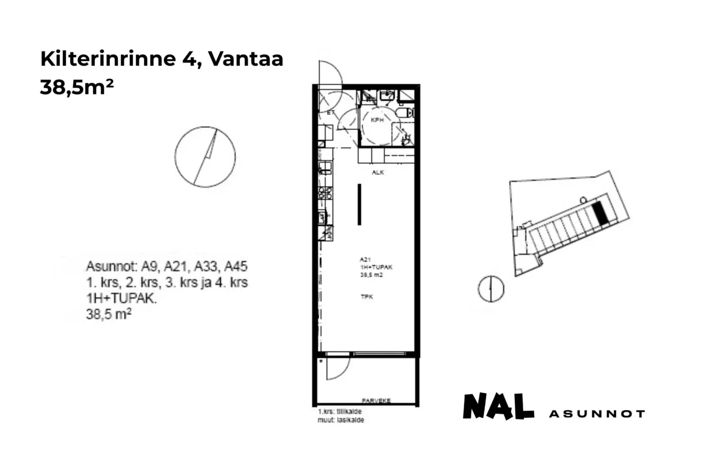 Kilterinrinne 4, 38,5m², A9, A21, A33, A45