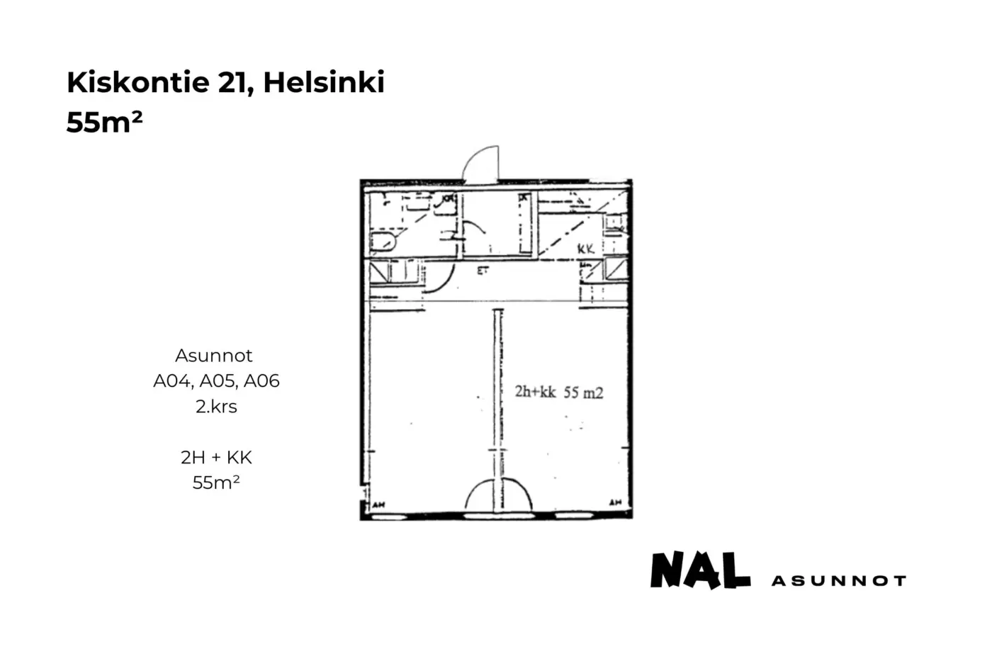Kiskontie 21, A04, A05, A06, 55m2