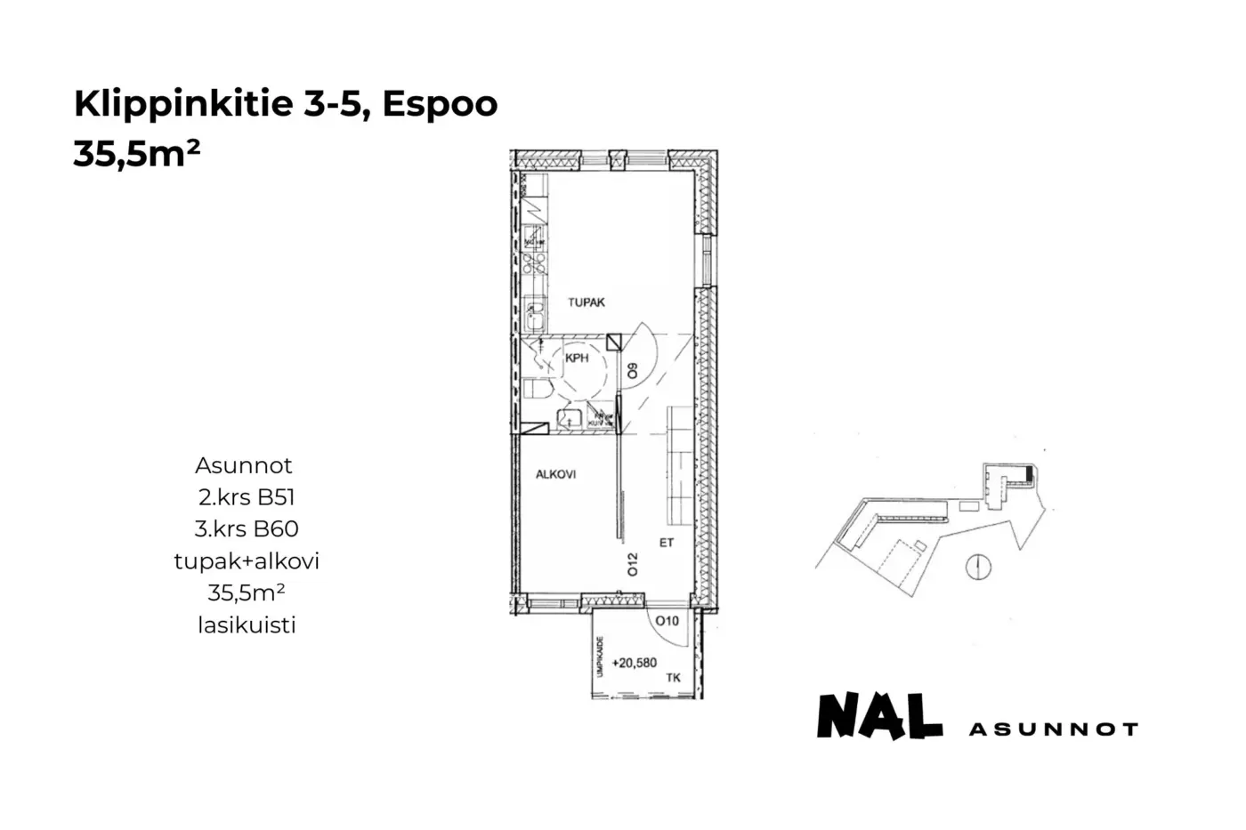 Klippinkitie 3-5, 35,5m², B51, B60