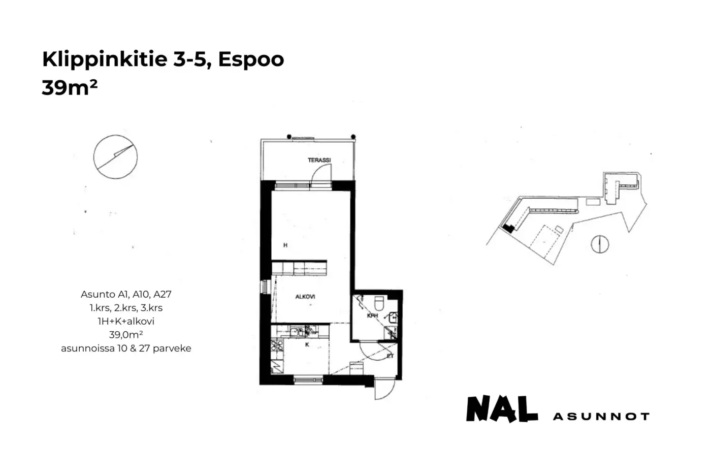 Klippinkitie 3-5, 39m², A1, A10, A27
