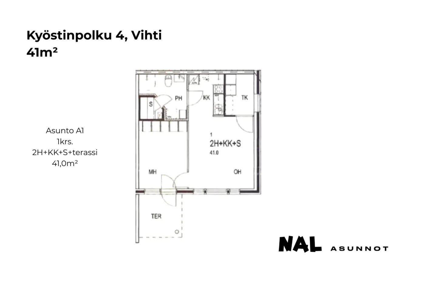 Kyöstinpolku 4, 41m², A1