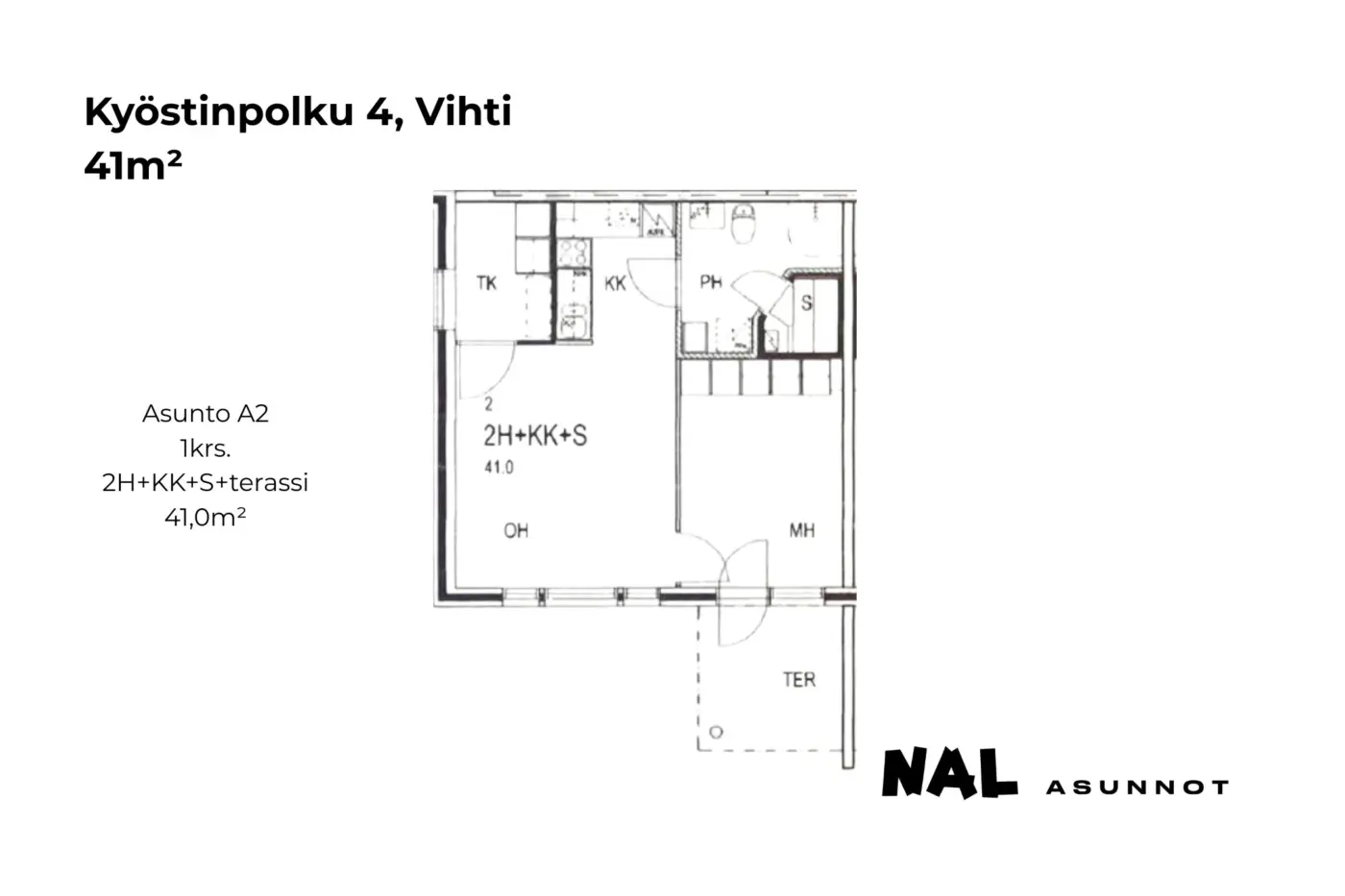 Kyöstinpolku 4, 41m², A2