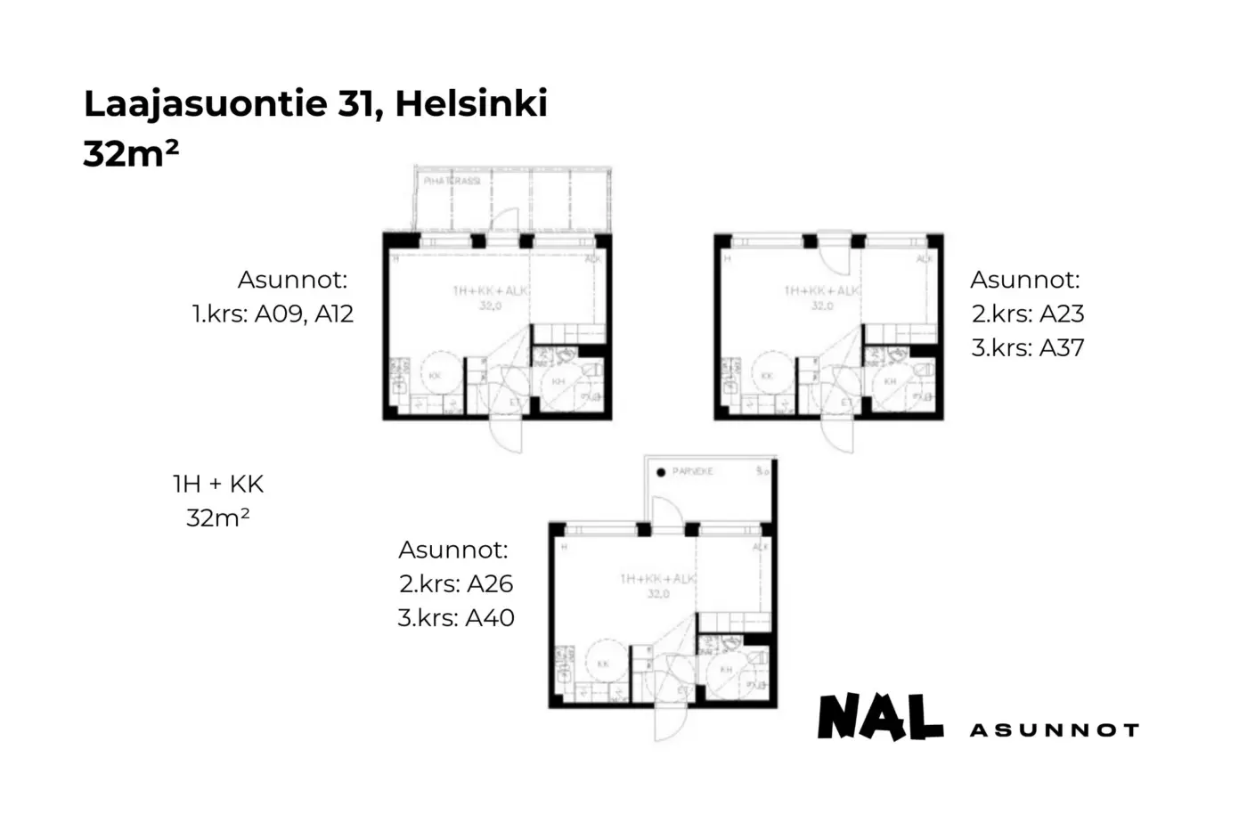 Laajasuontie 31, A09, A12, A23, A26, A37, A40, 32m2