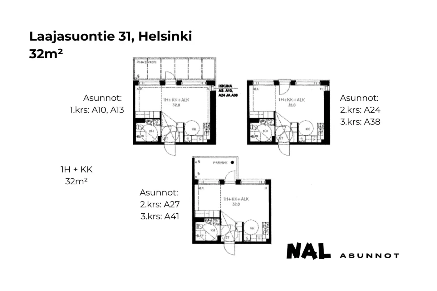 Laajasuontie 31, A10, A13, A24, A27, A38, A41, 32m2