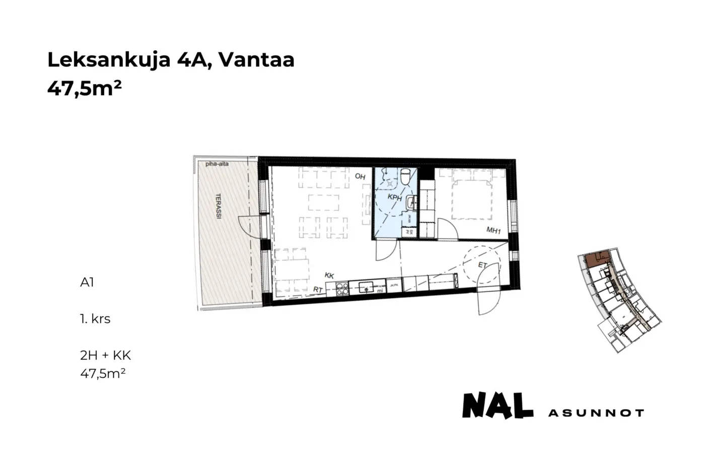 Leksankuja 4A, A01, 47,5m2