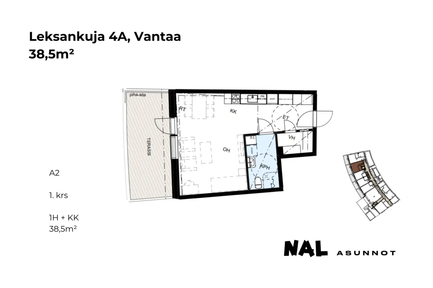 Leksankuja 4A, A02, 38,5m2