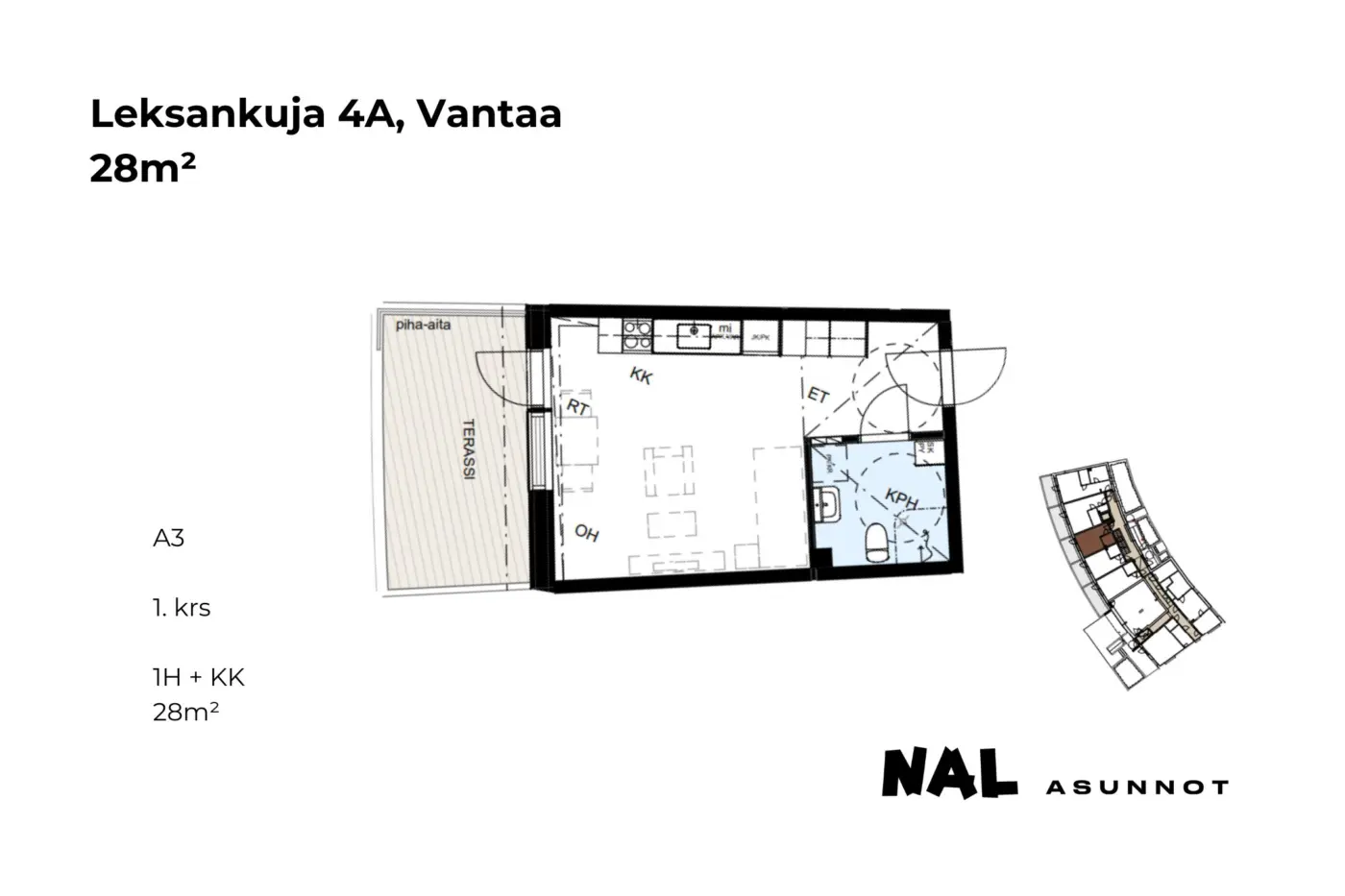 Leksankuja 4A, A03, 28m2