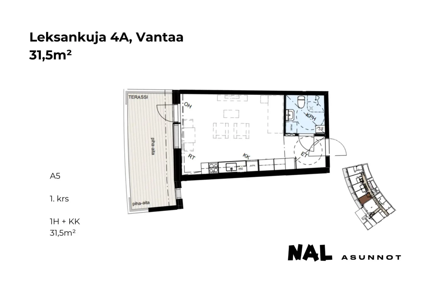 Leksankuja 4A, A05, 31,5m2