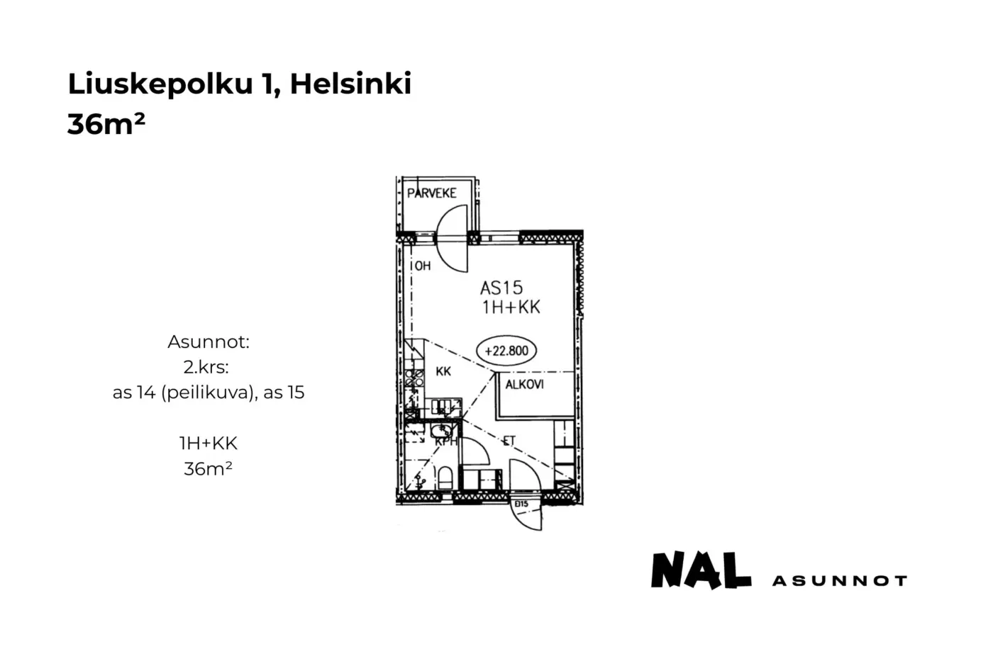 Liuskepolku 1, as14, as15, 36m2