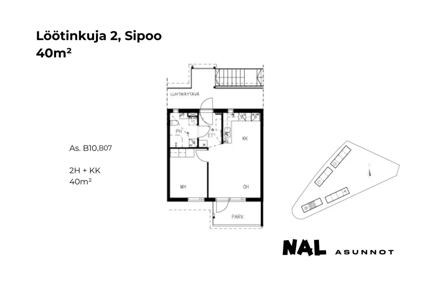 Löötinkuja 2, B07, B10, 40m2