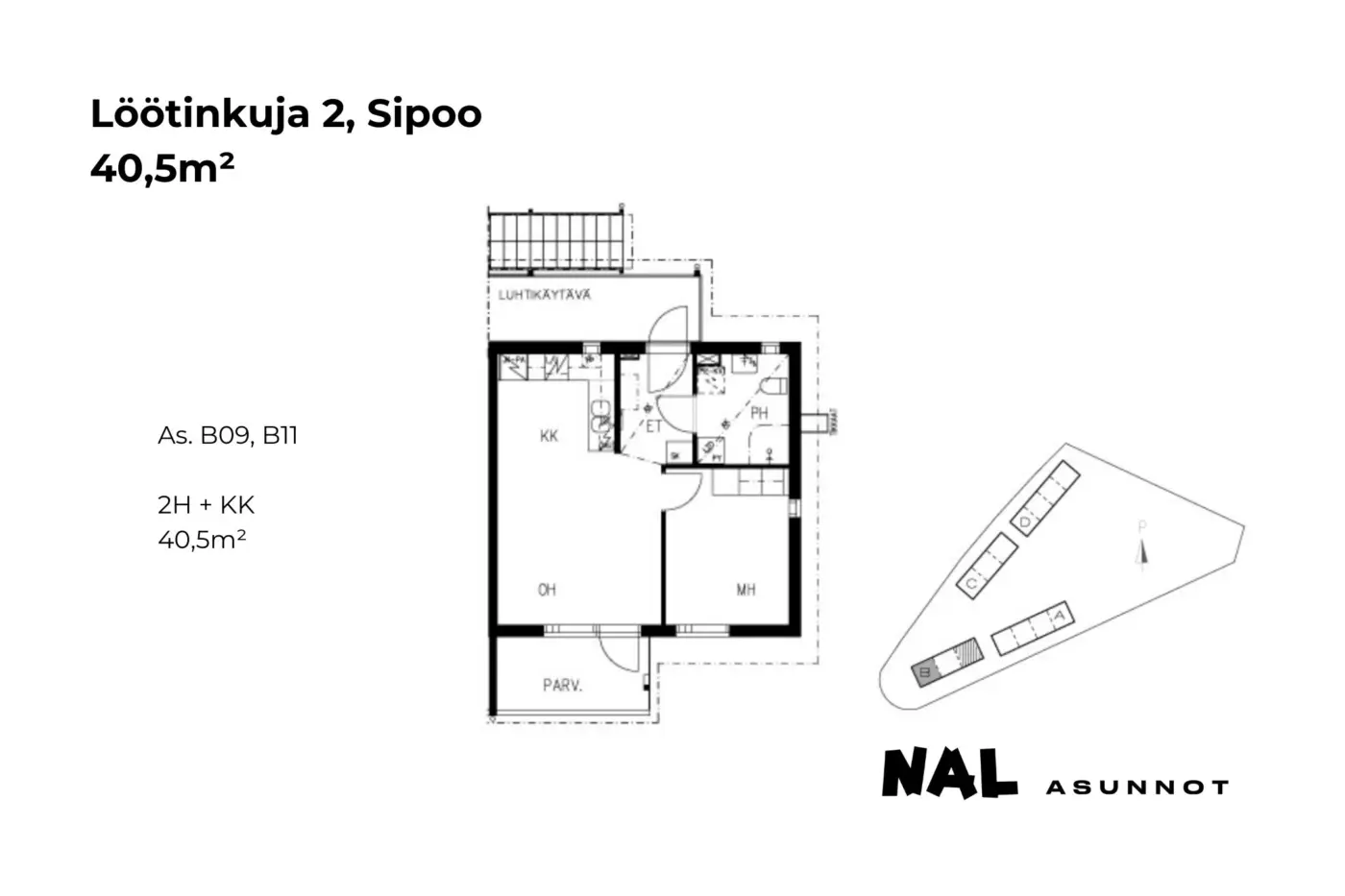 Löötinkuja 2, B09, B11, 40,5m2