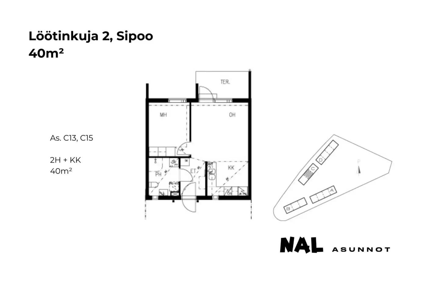 Löötinkuja 2, C13, C15, 40m2