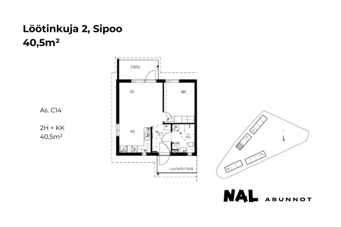 Löötinkuja 2, C14, 40,5m2