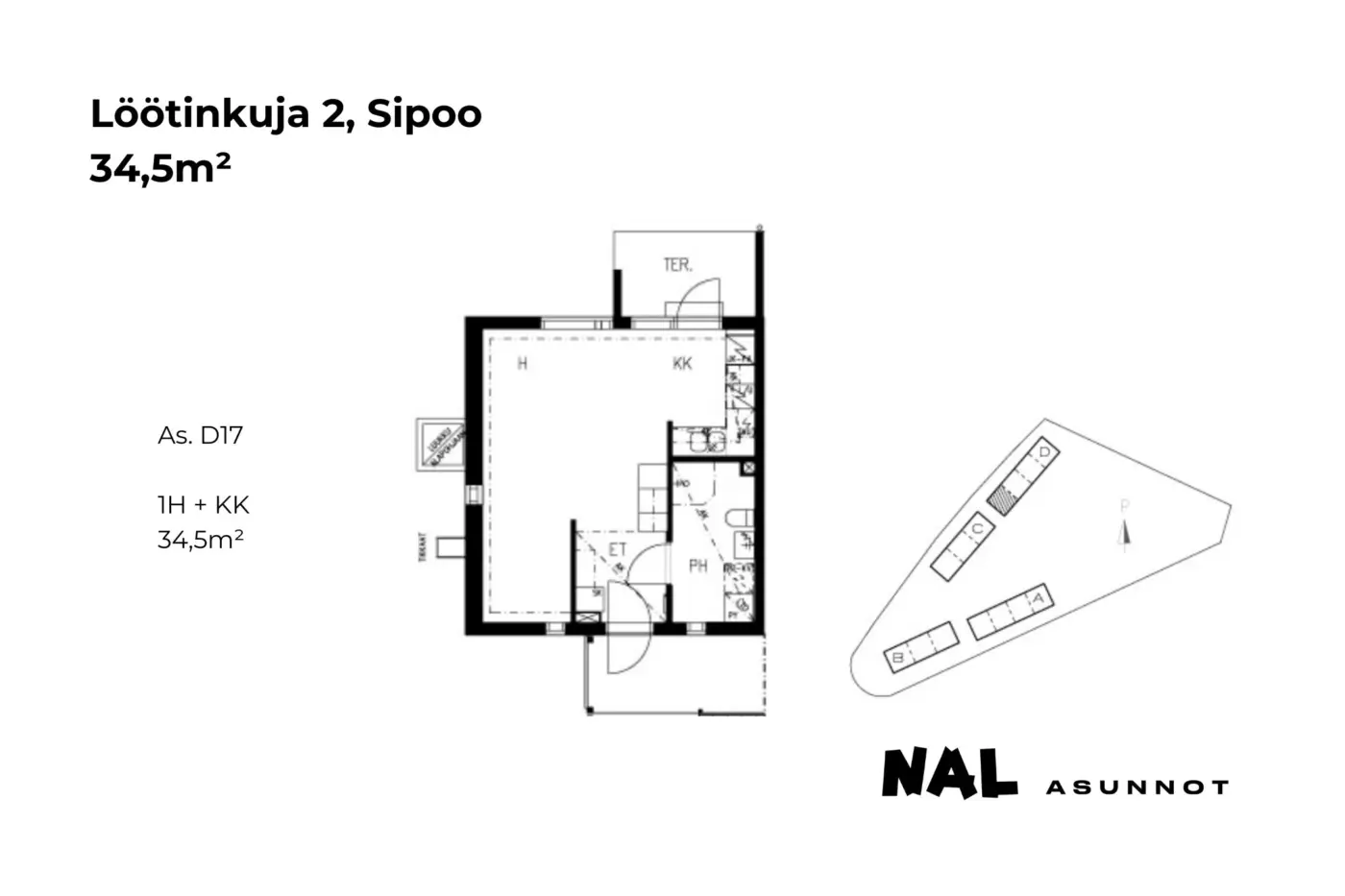Löötinkuja 2, D17, 34,5m2