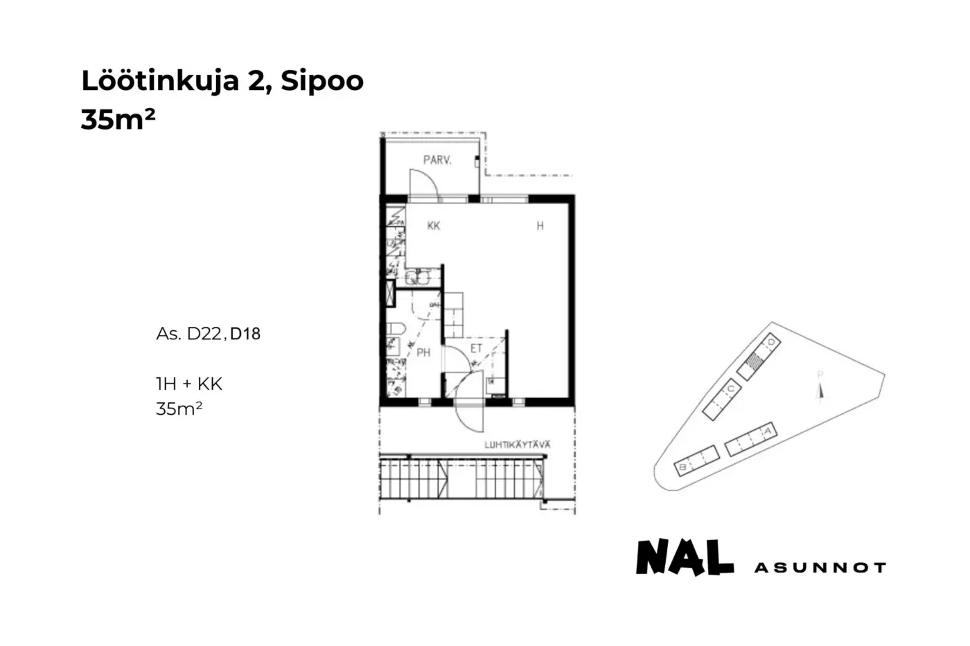 Löötinkuja 2, D18, D22, 35m2