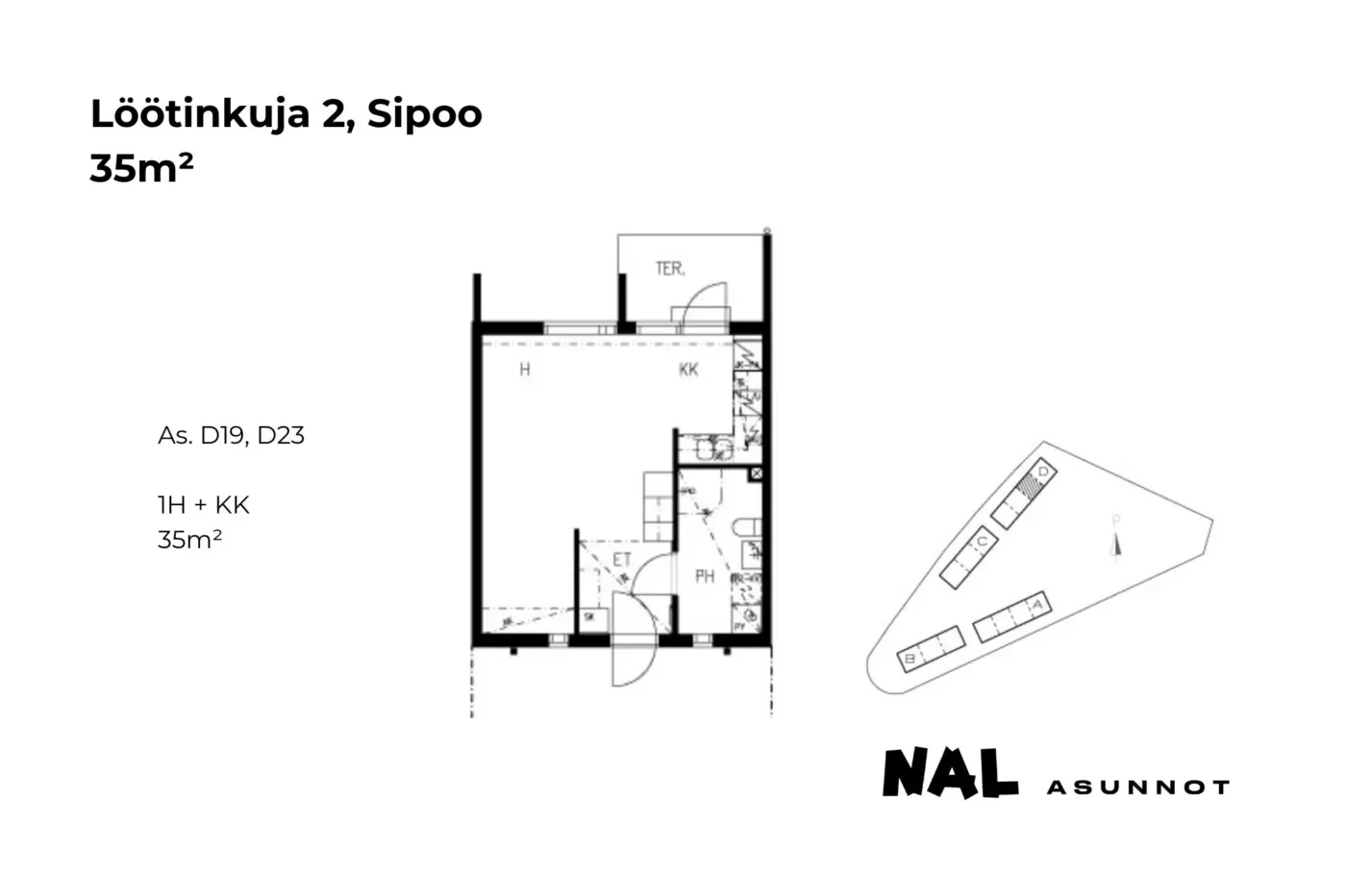 Löötinkuja 2, D19, D23, 35m2