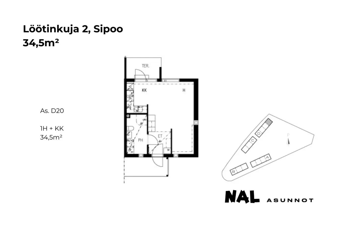 Löötinkuja 2, D20, 34,5m2