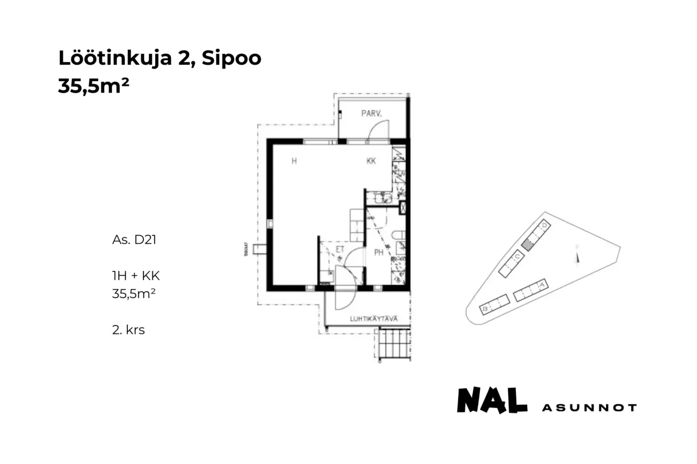 Löötinkuja 2, D21, 35,5m2