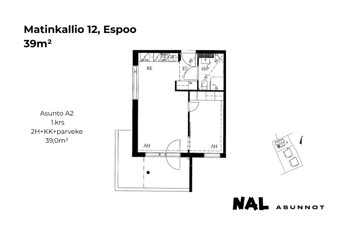 Matinkallio 12, 39m², A2