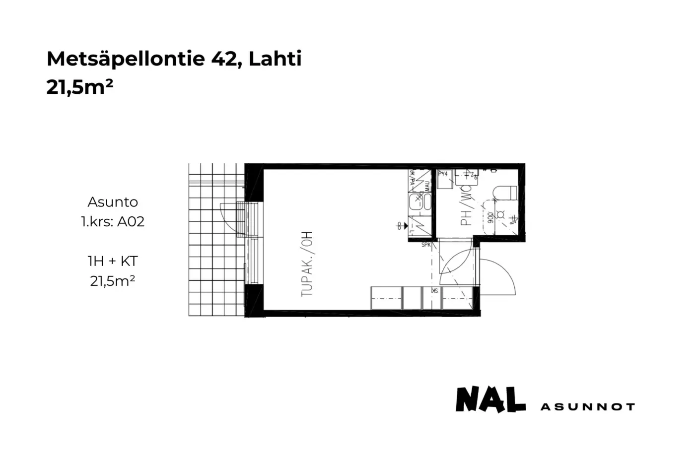 Metsäpellontie 42, A02, 21,5m2