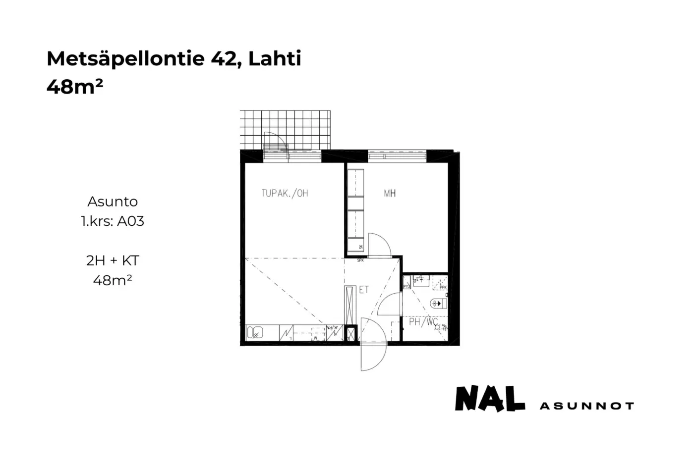 Metsäpellontie 42, A03, 48m2