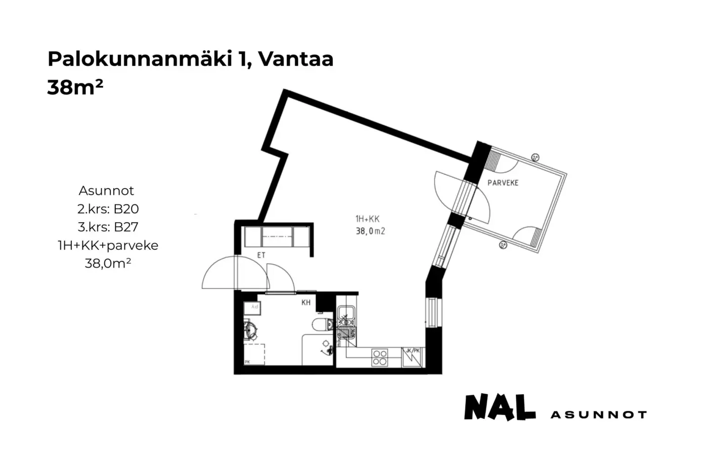 Palokunnanmäki 1, 38m², B20, B27