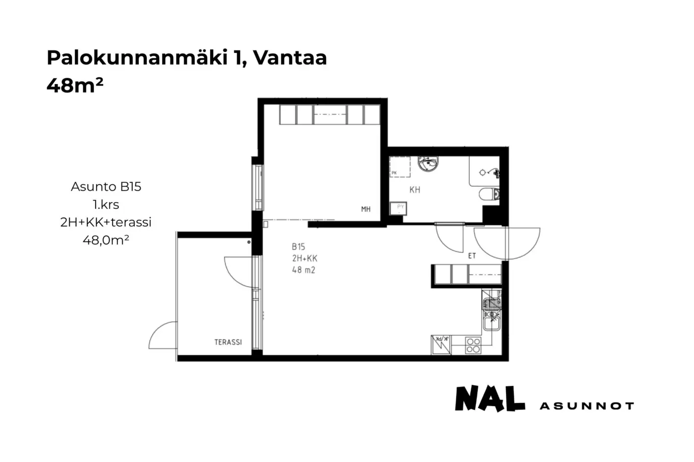 Palokunnanmäki 1, 48m², B15