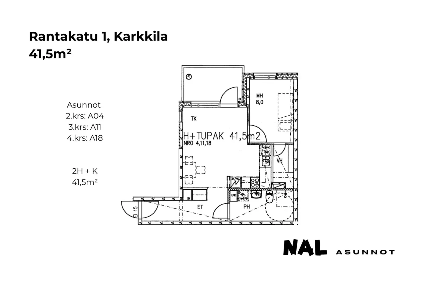 Rantakatu 1, A04, A11, A18, 41,5m2