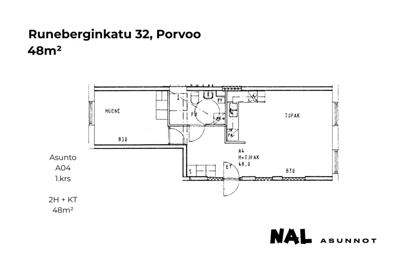 Runeberginkatu 32, A04, 48m2