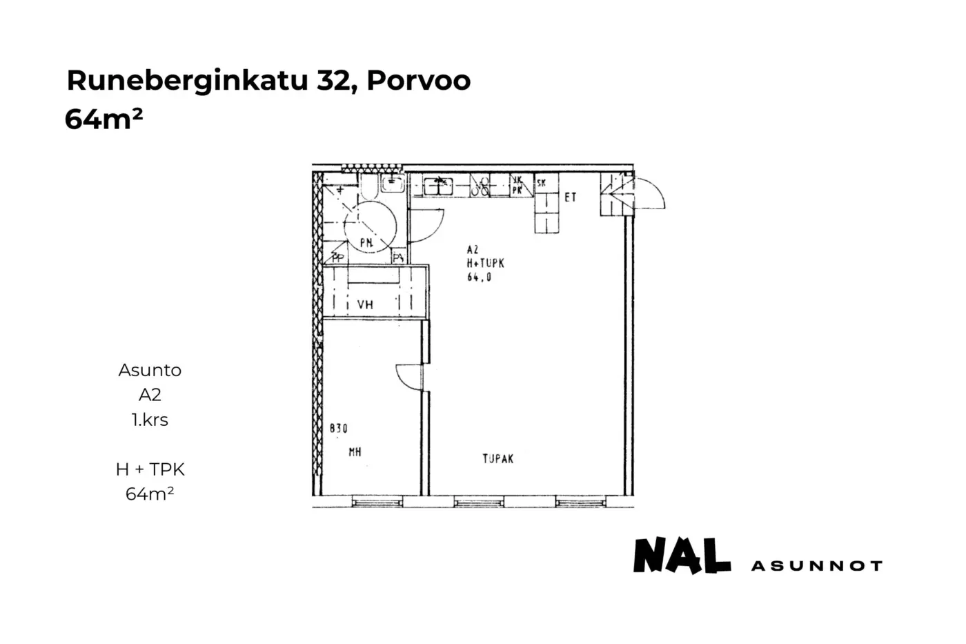 Runeberginkatu 32, A2, 64m2