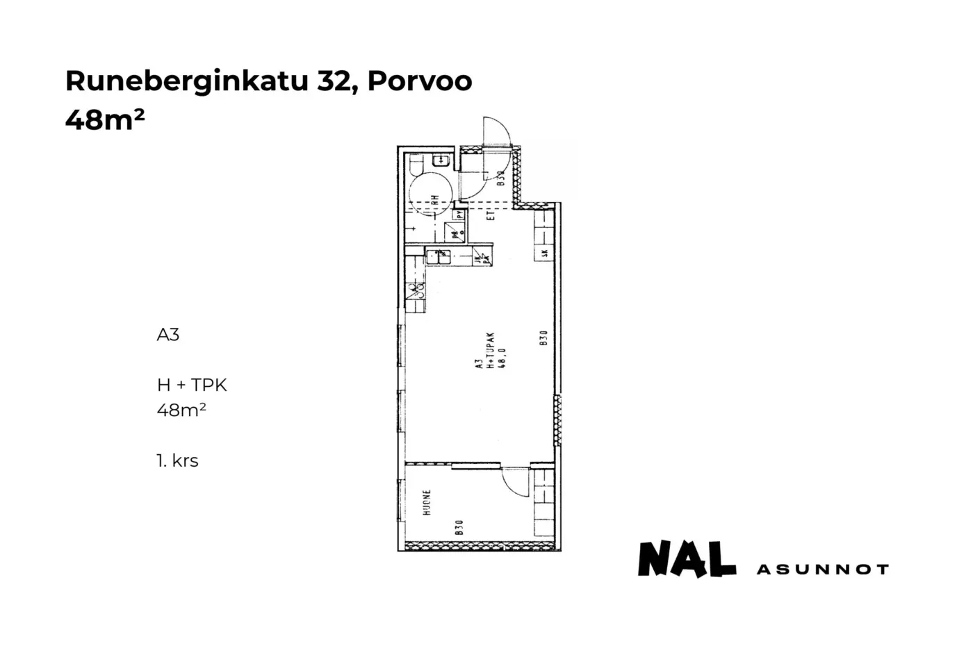 Runeberginkatu 32, A3, 48m2