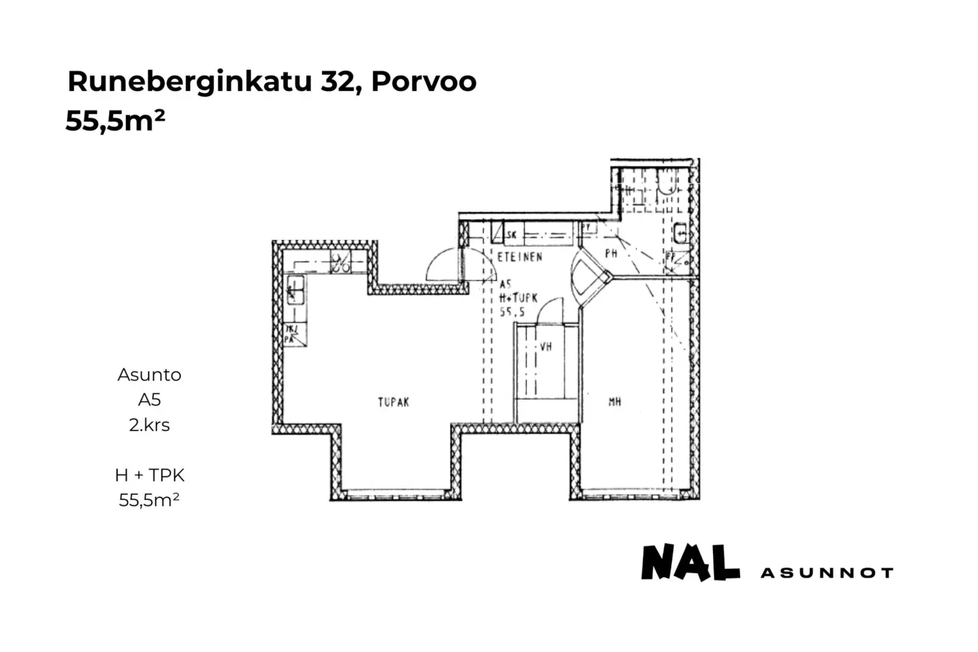 Runeberginkatu 32, A5, 55,5m2