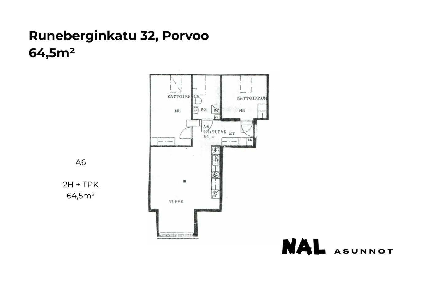 Runeberginkatu 32, A6, 64,5m2