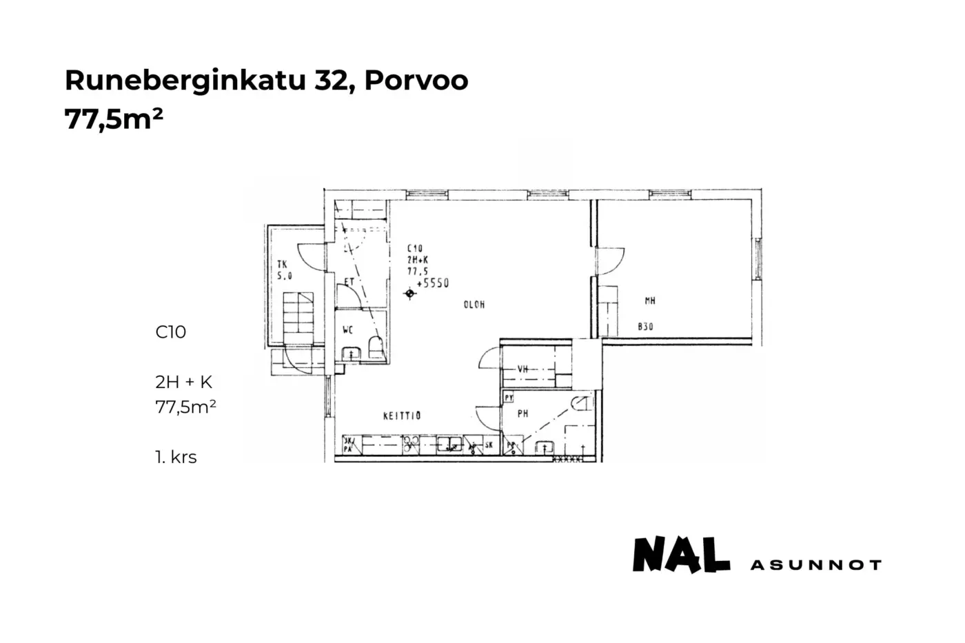 Runeberginkatu 32, C10, 77,5m2
