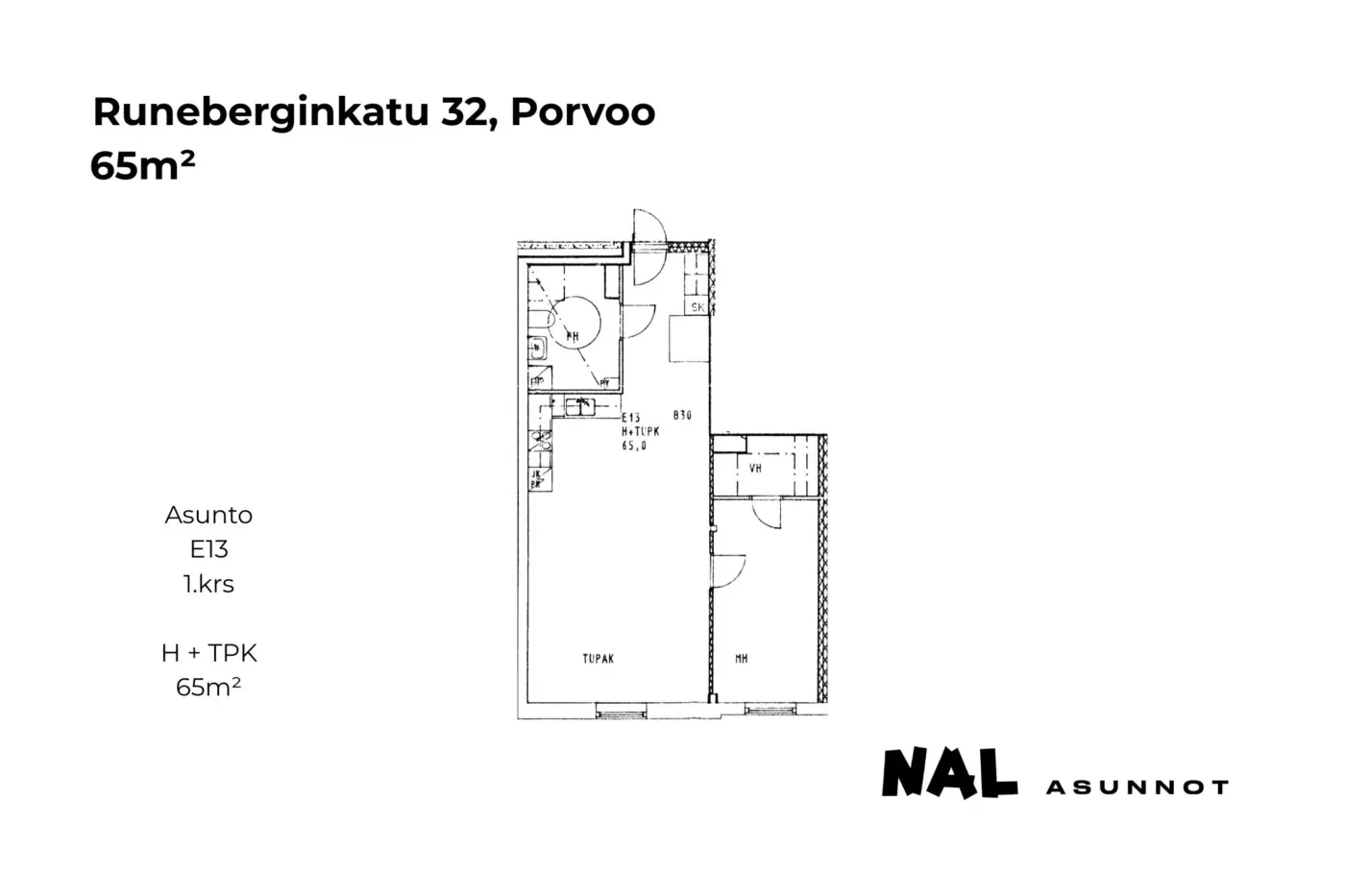 Runeberginkatu 32, E13, 65m2
