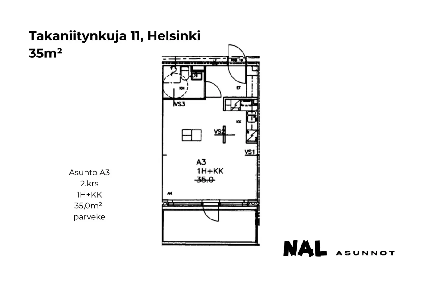 Takaniitynkuja 11, 35m², A3