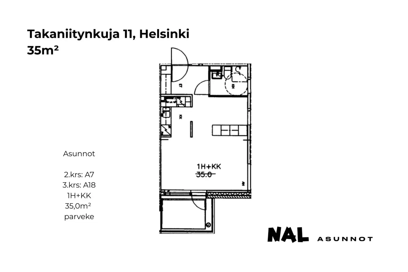 Takaniitynkuja 11, 35m², A7, A18