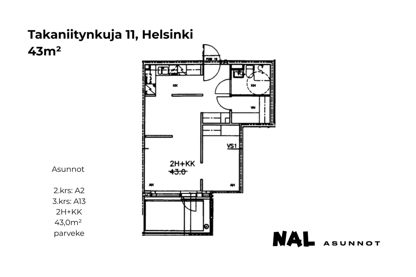 Takaniitynkuja 11, 43m², A2, A13