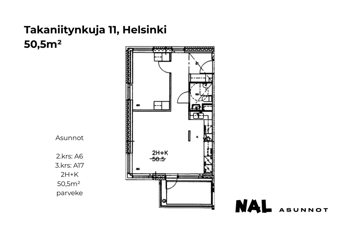 Takaniitynkuja 11, 50,5m², A6, A17