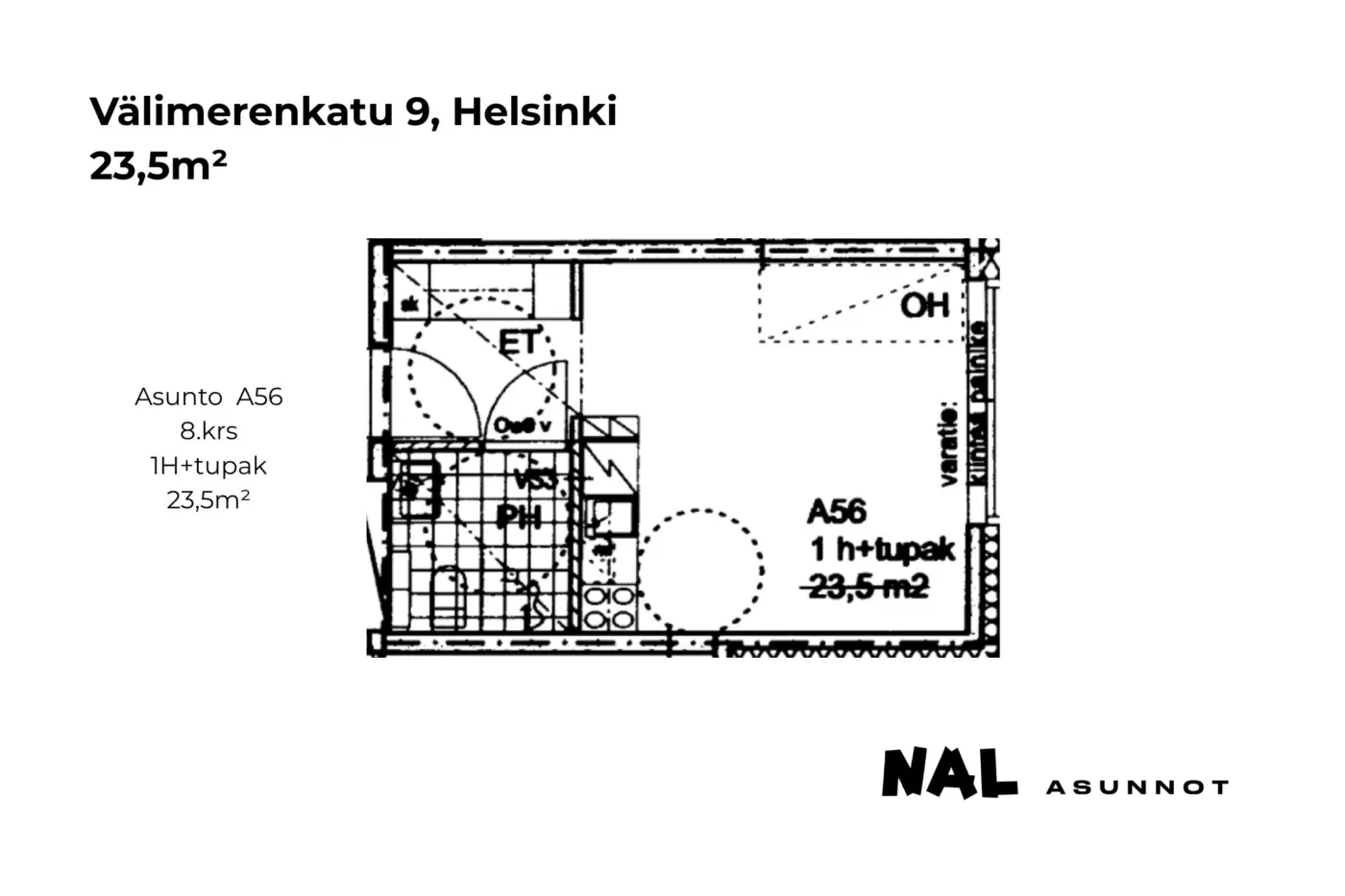 Välimerenkatu 9, 23,5m², A56