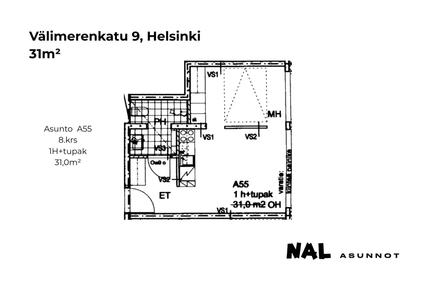 Välimerenkatu 9, 31m², A55